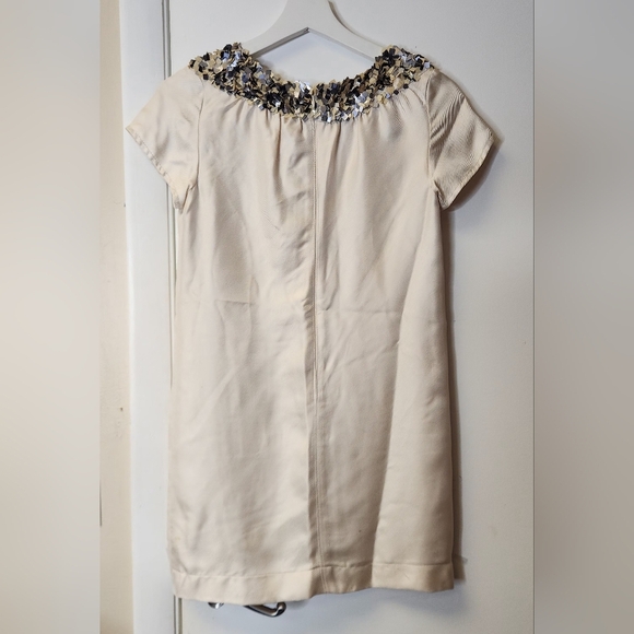 Vera Wang Lavender Label Embellish Trim Silk Sequin Confetti Ivory Yolk Dress 0 - Picture 5 of 16